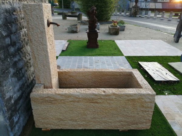 presentation of our small new limestone fountain