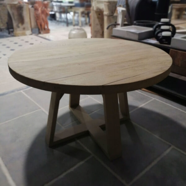 round table in a strong brushed finish