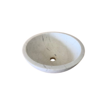 rounded white marble washbasin