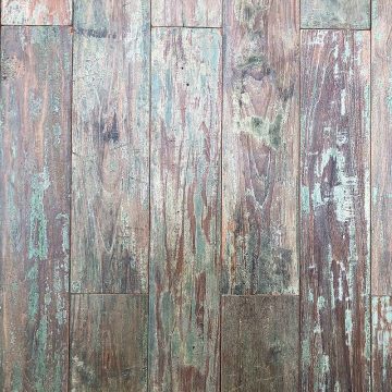 vintage teak parquet with green paint