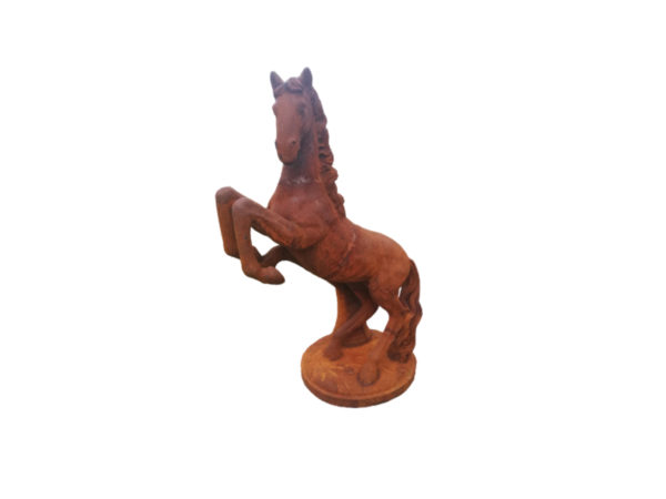 Cast iron statue of prancing horse