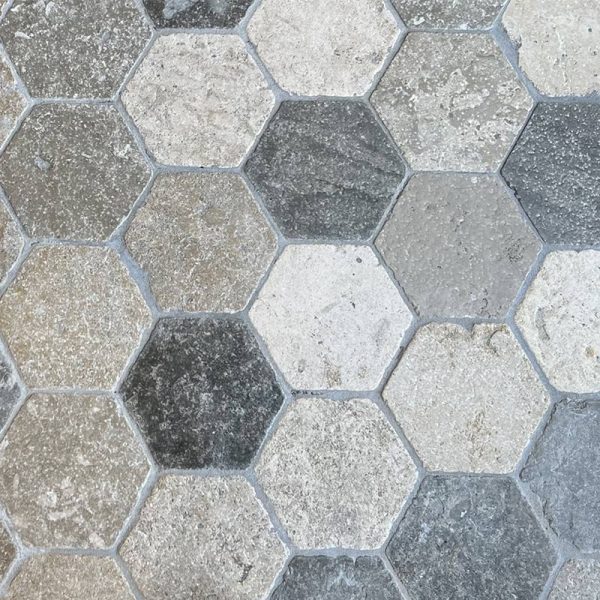 Grey joint hexagonal tiles