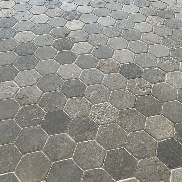Hexagonal grey french tiles