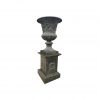 Cast iron pedestal and Medici vase