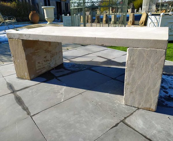 Beige limestone bench prieuré
