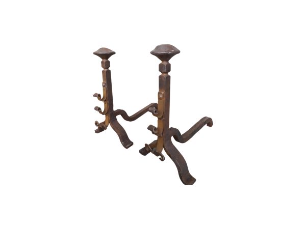 Antique andirons with spit roast supports