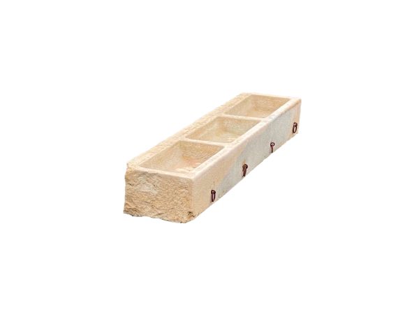 Antique limestone triple feed trough