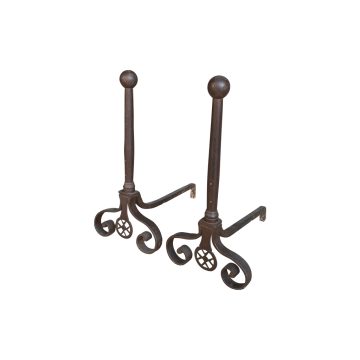Big antique forged andirons