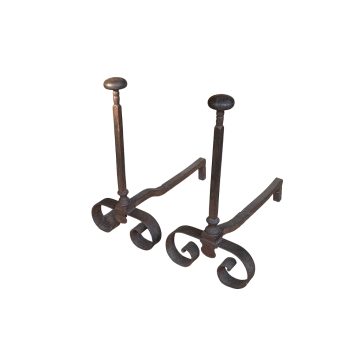 Large antique forged andirons