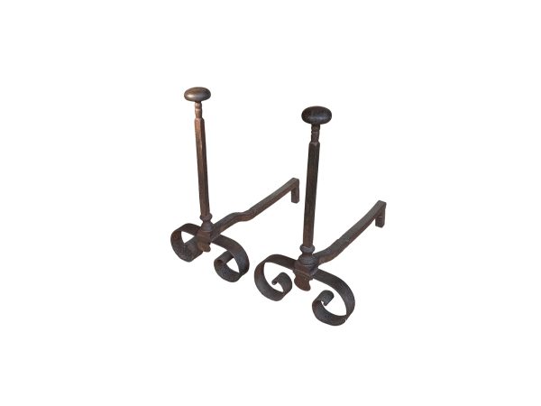 Large antique forged andirons