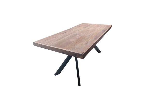 Reclaimed oak and black metal table