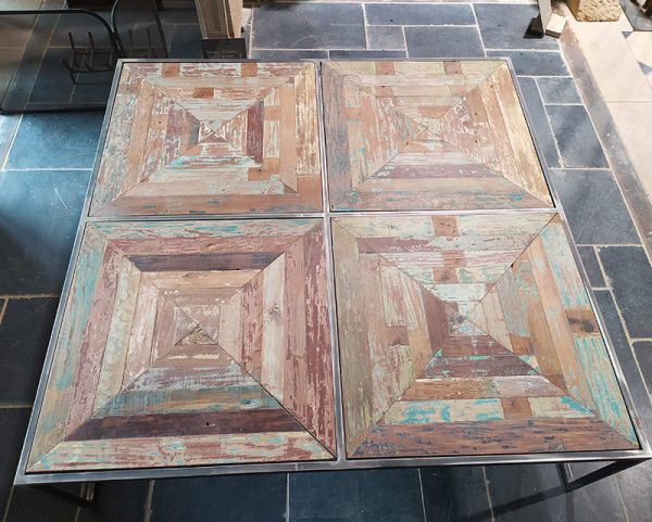 Reclaimed teak tops table