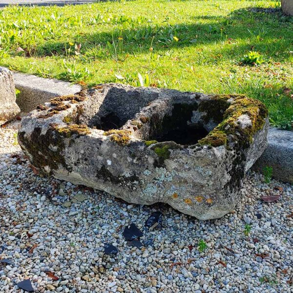 antique small double compartment trough