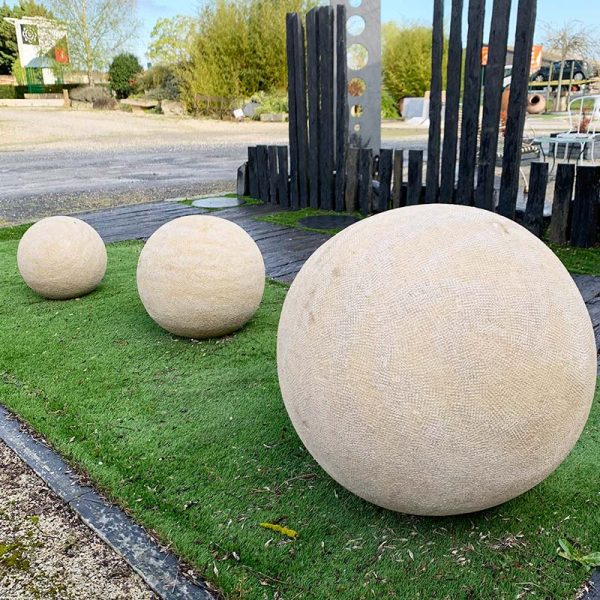 Newly made limestone sphere