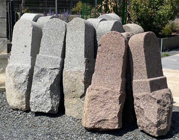 Red and grey bollards