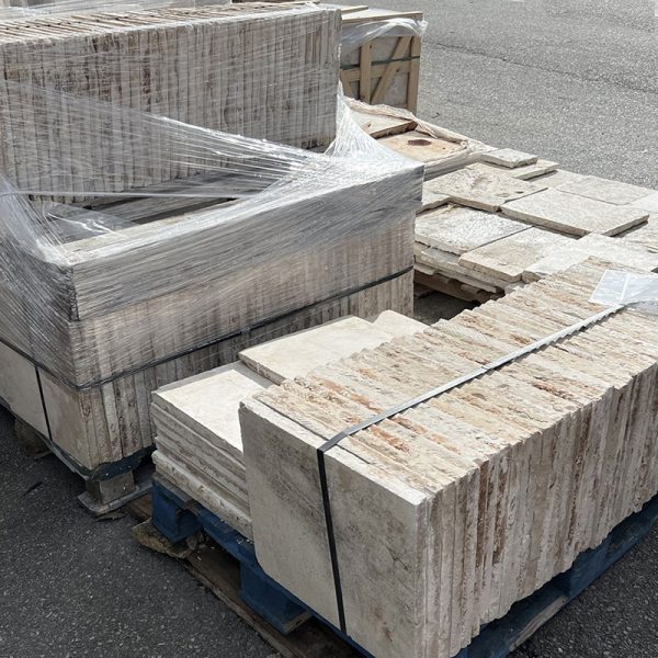 Stock of reclaimed square limestone