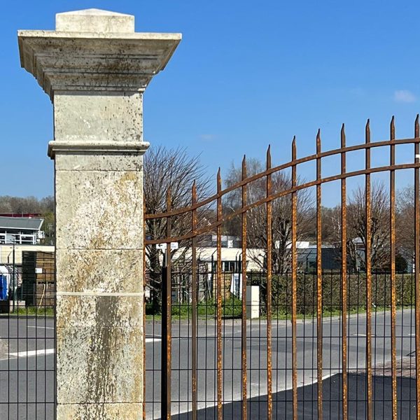 Monumental limestone gate pillars