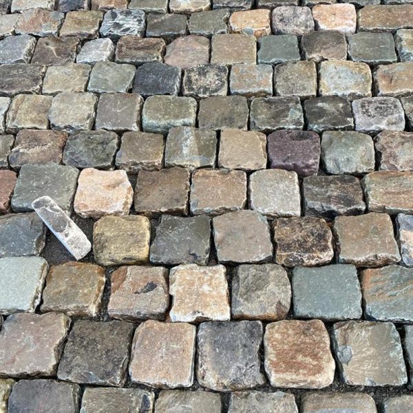 Street paving in square cobble
