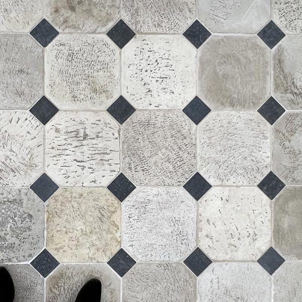 Limestone cabochon floor bluestone