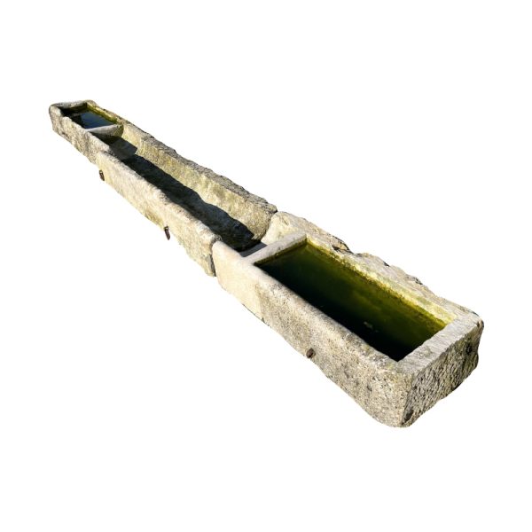 Long antique limestone trough