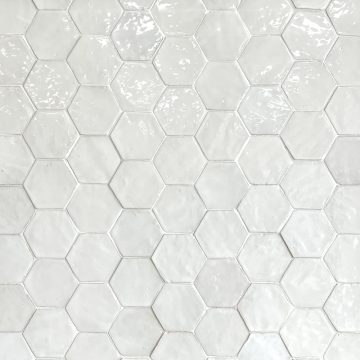 Snow white hexagon bejmat tiles