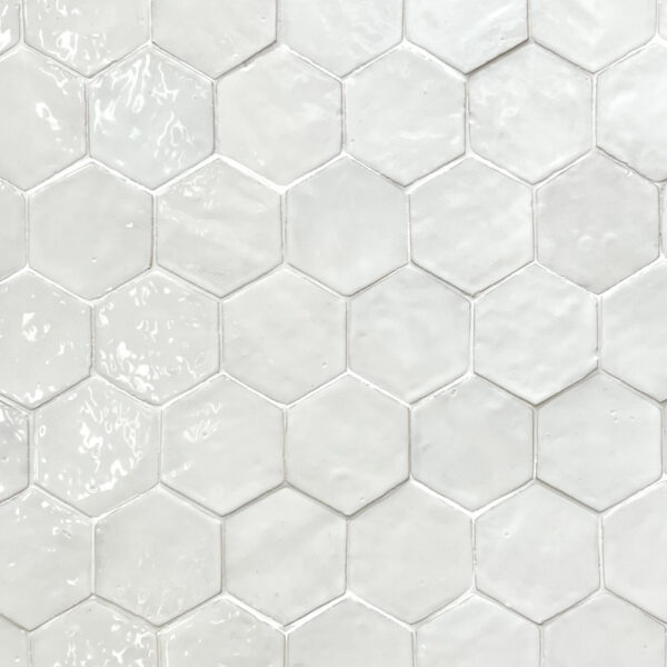 White hexagon glazed tiles