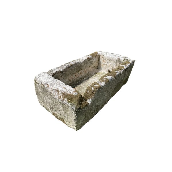Heavyweight antique limestone horse trough