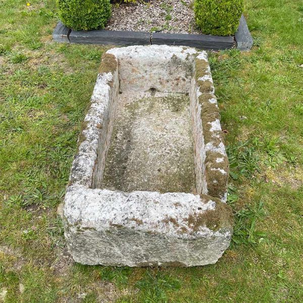 Heavyweight antique limestone horse trough