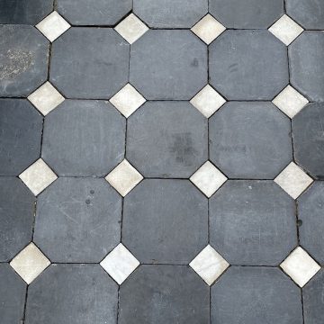 Antique white and black marble floor