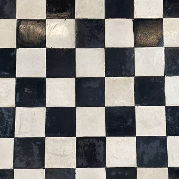 Antique black and white edwardian tiles