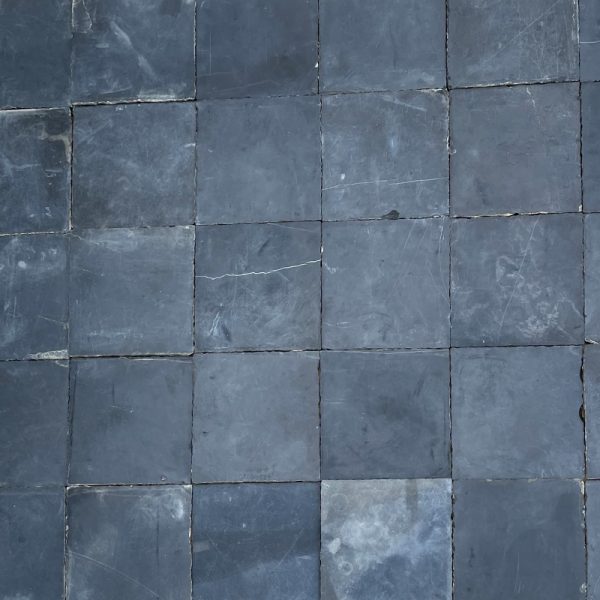 Antique square floor in black limestone