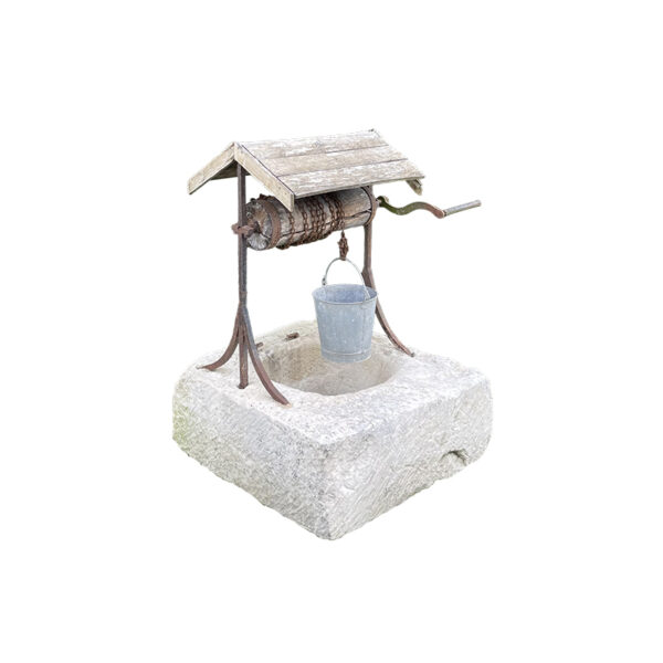 Antique wishing well head winding gear