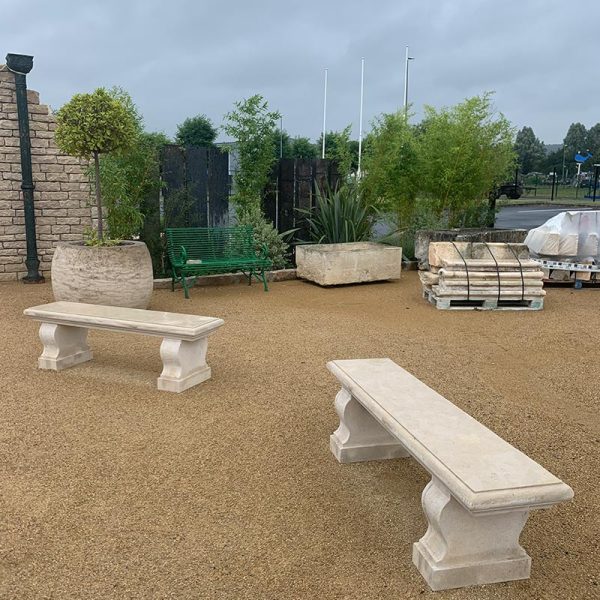Classic limestone garden benches