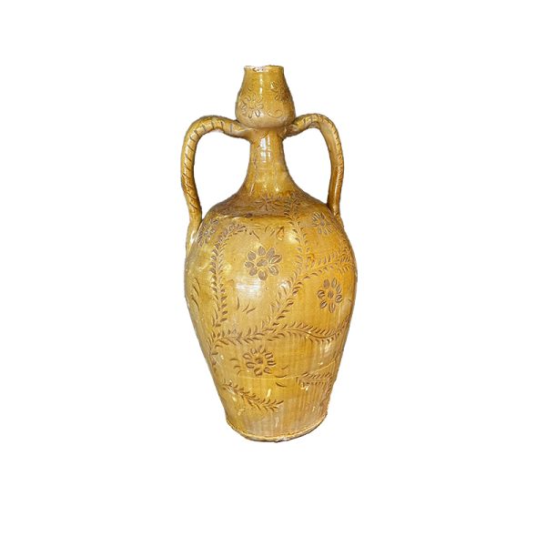 Pair of antique glazed italian amphora