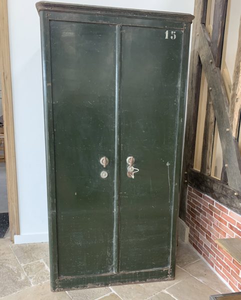 Antique bank metal green cupboard