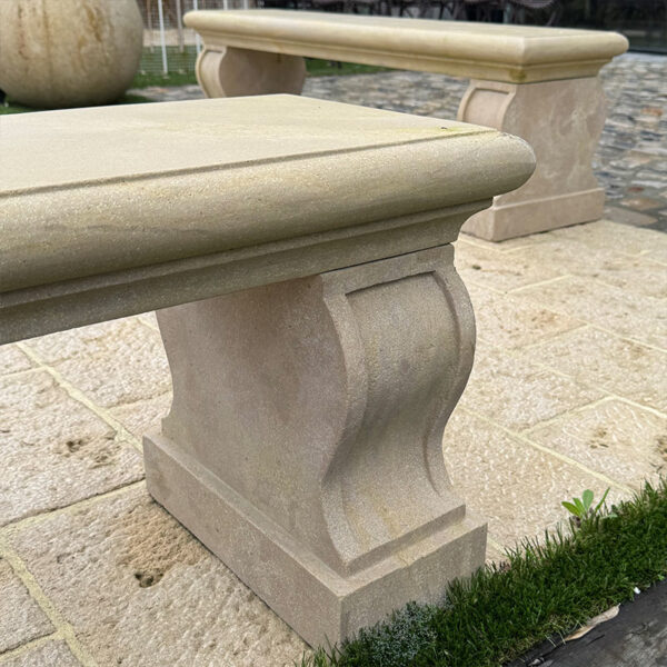 curved leg limestone stone bench