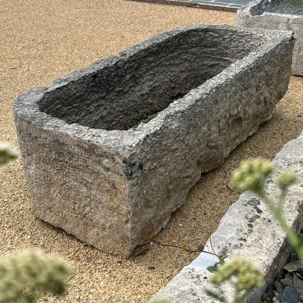 small rectangular Blue Stone wall trough