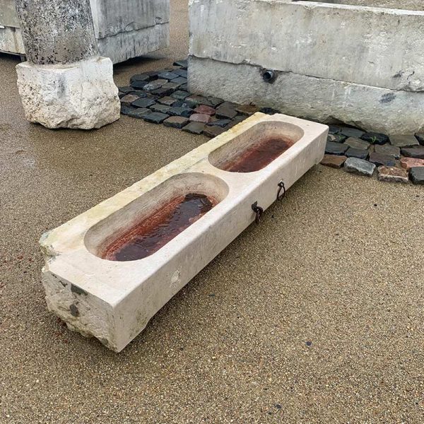 antique limestone double trough