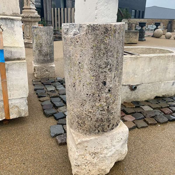 Pair of antique french limestone posts