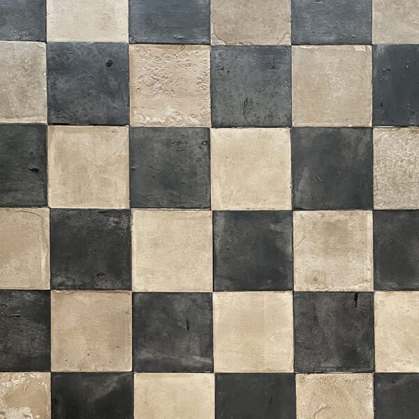Antique check floor in slate and limestone