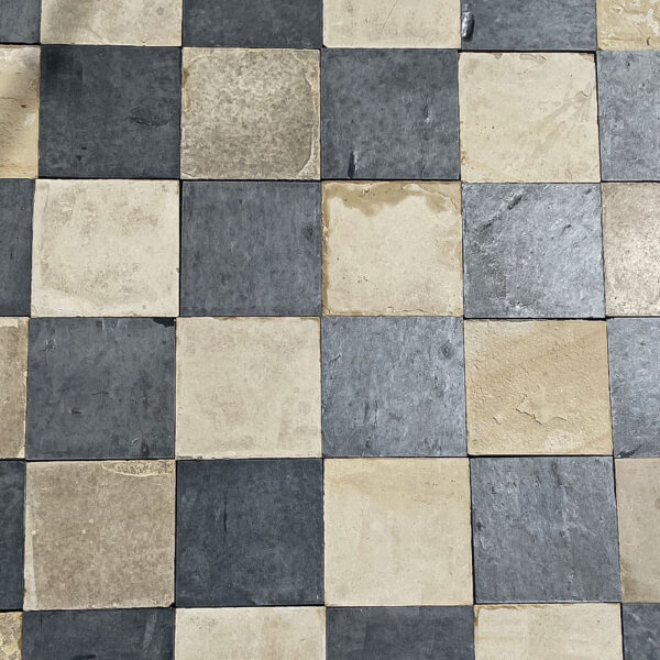 Antique reclaimed natural stone checkered pattern