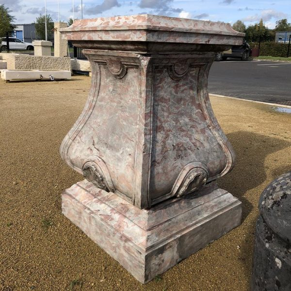 Pink marble with grey reflects pedestals had carved
