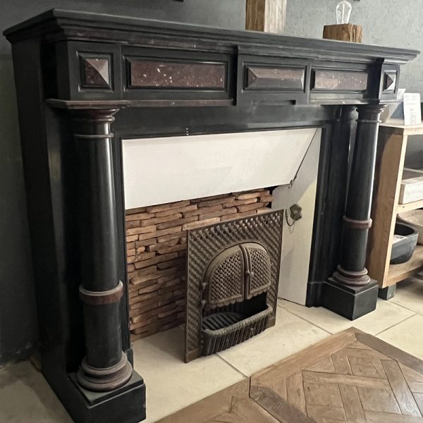 dark marble old fireplace