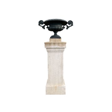 Pair of antique pillars with medici urns