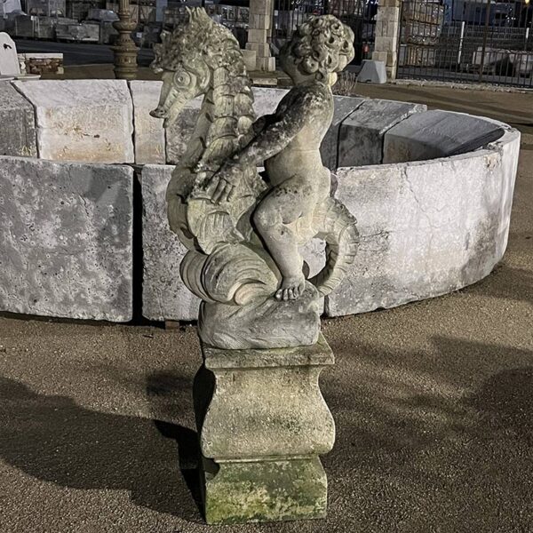 Allegorical statue of Neptune and seahorse