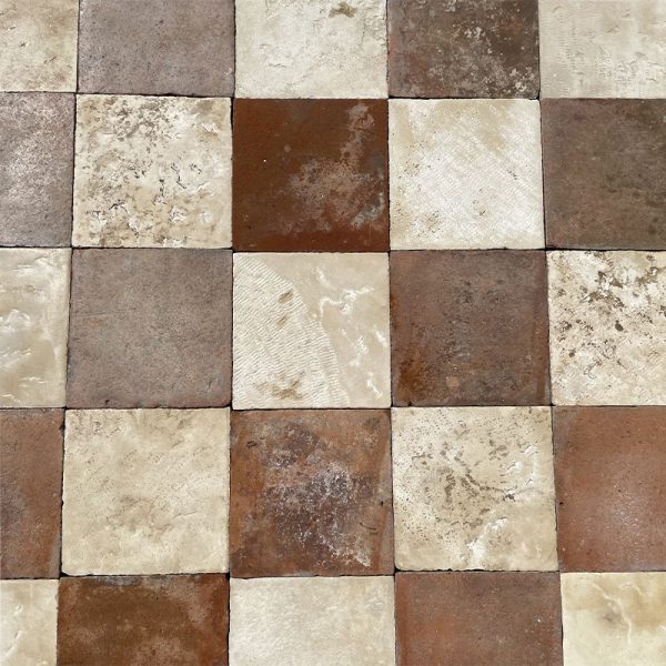 antique terracotta and limestone floor