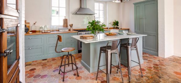 Kitchen renovation with antique terracotta tiles