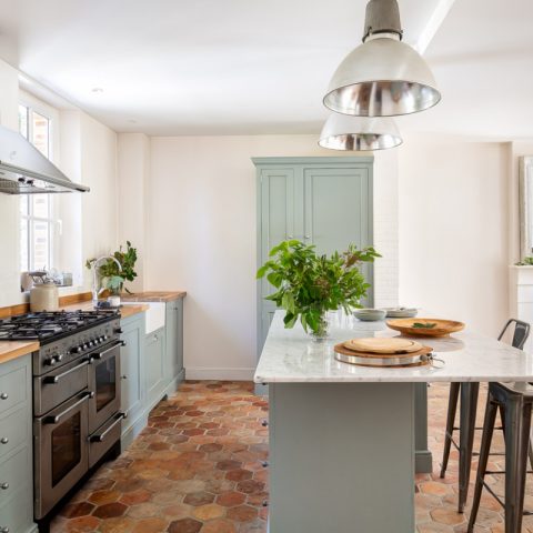 kitchen with antique terracotta tiles