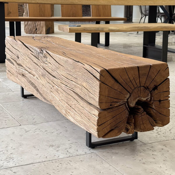 bench in antique oak beam