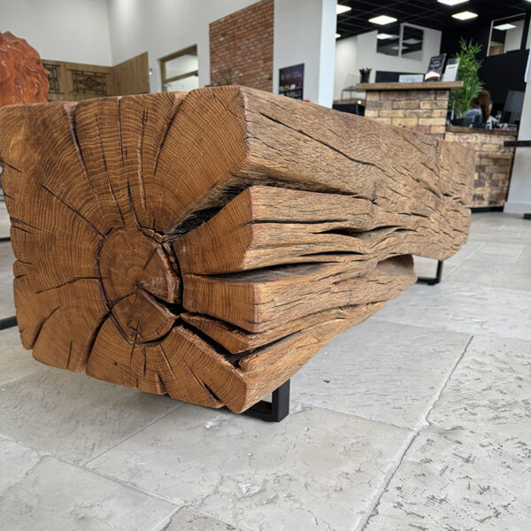 oak beam bench metal legs